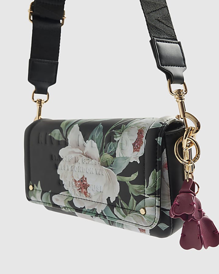 Black Floral Cross body Bag