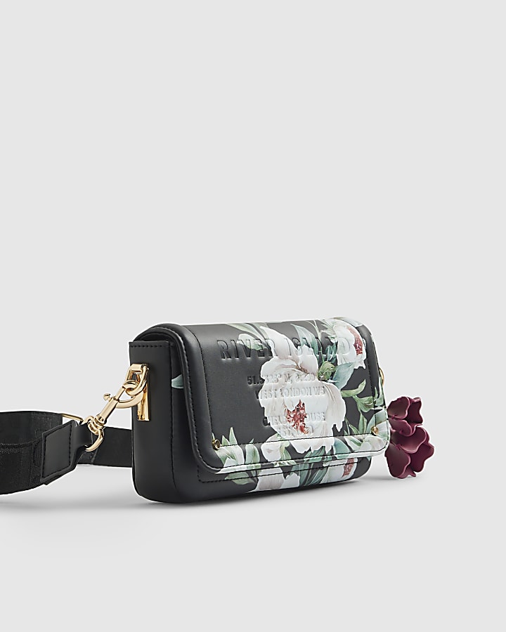 Black Floral Cross body Bag
