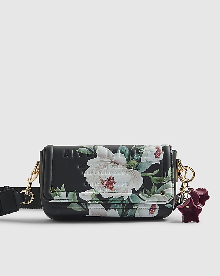 Black Floral Cross body Bag