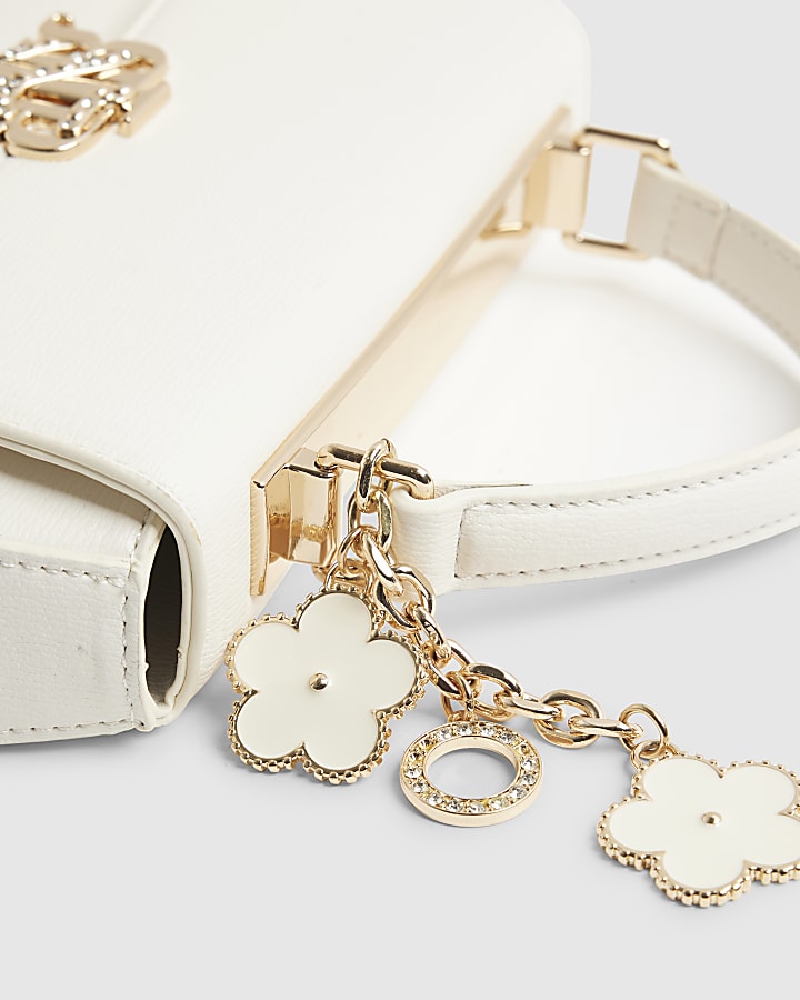 Cream Small Snake Branded Tote Bag