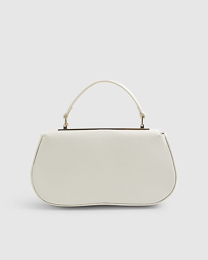 Cream Small Snake Branded Tote Bag