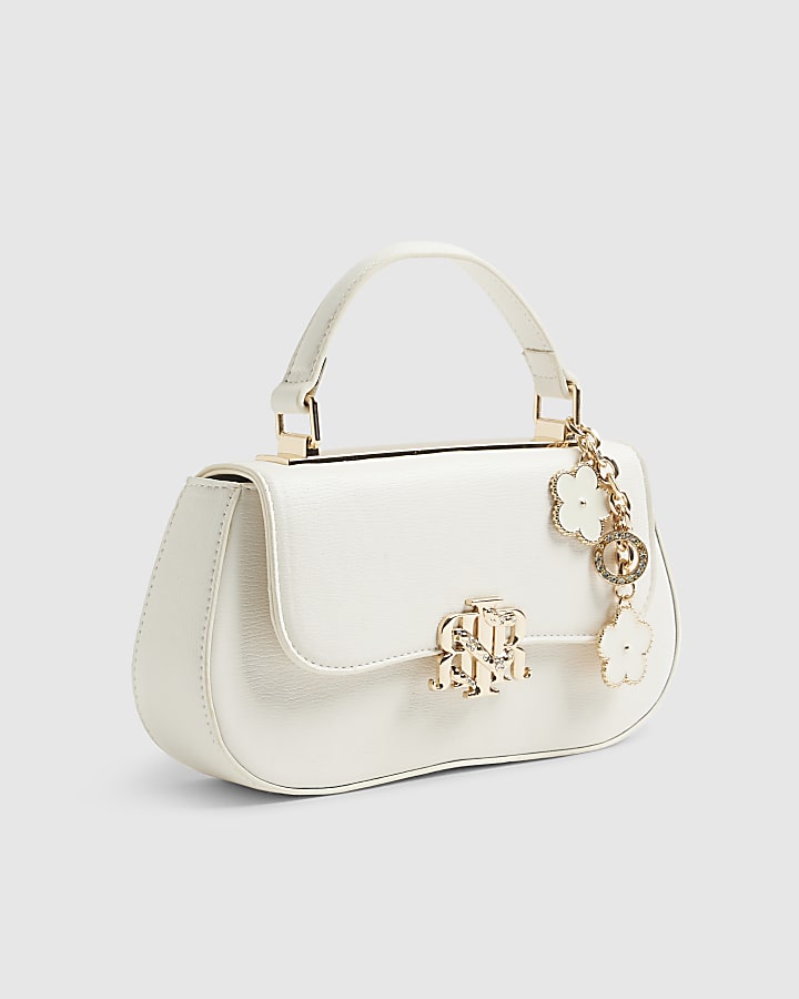 Cream Small Snake Branded Tote Bag