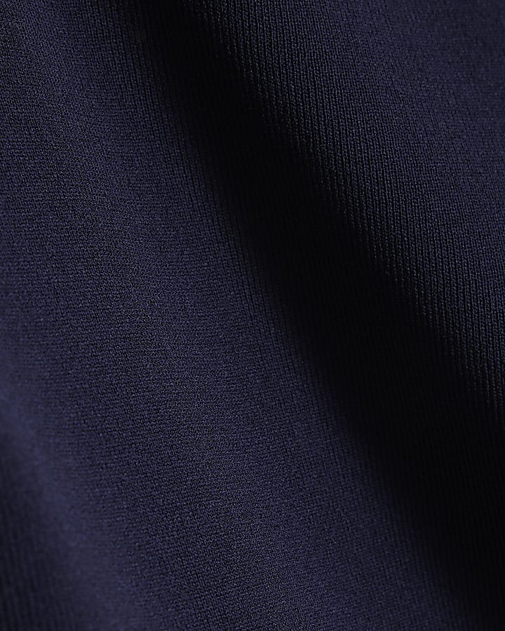 Navy Long Sleeve Lurex Bodyfit Knitted Top