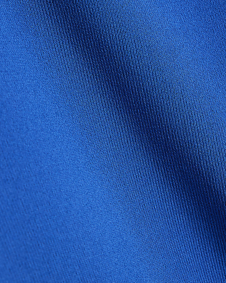 Blue Long Sleeve Lurex Bodyfit Knitted Top