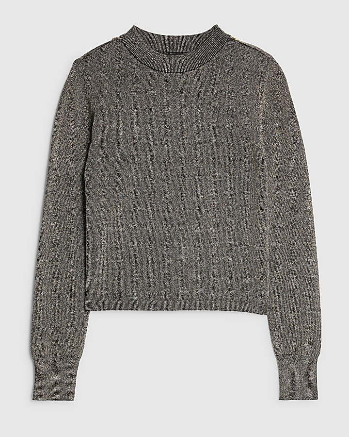 Gold Long Sleeve Lurex Body Fit Top