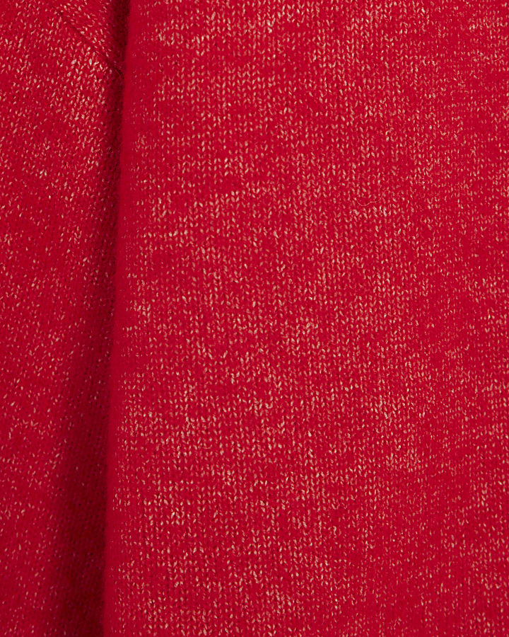 Red Knitted Crew Neck Jumper