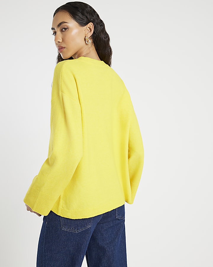 Yellow Knitted Crew Neck Jumper