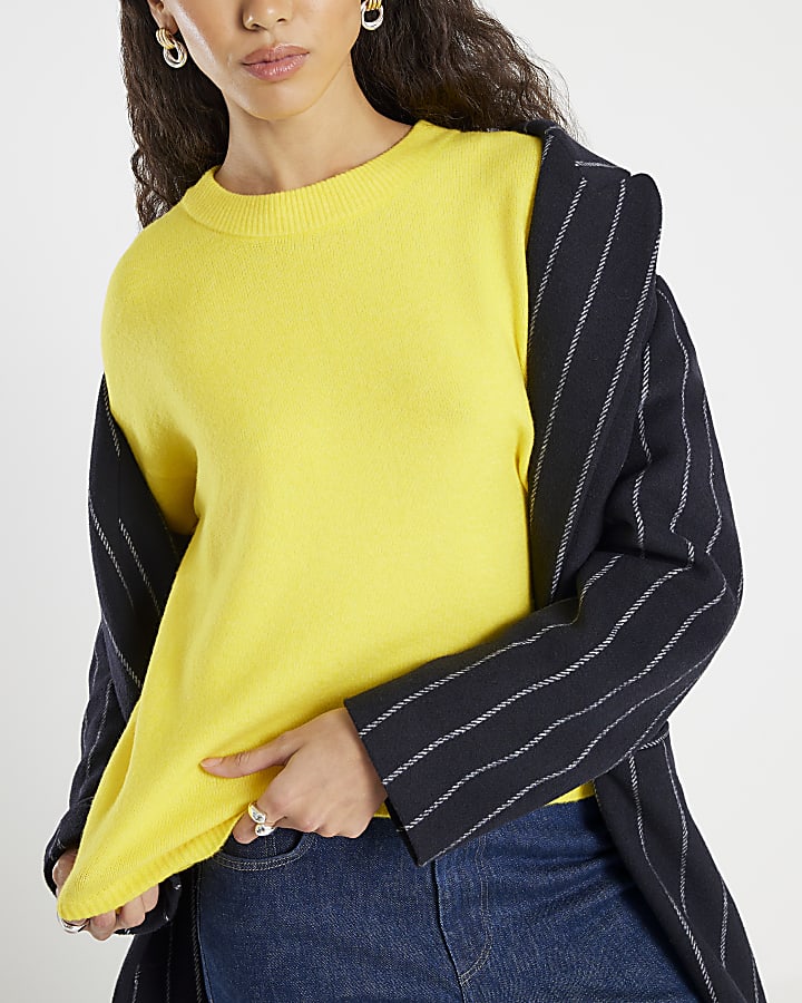 Yellow Knitted Crew Neck Jumper