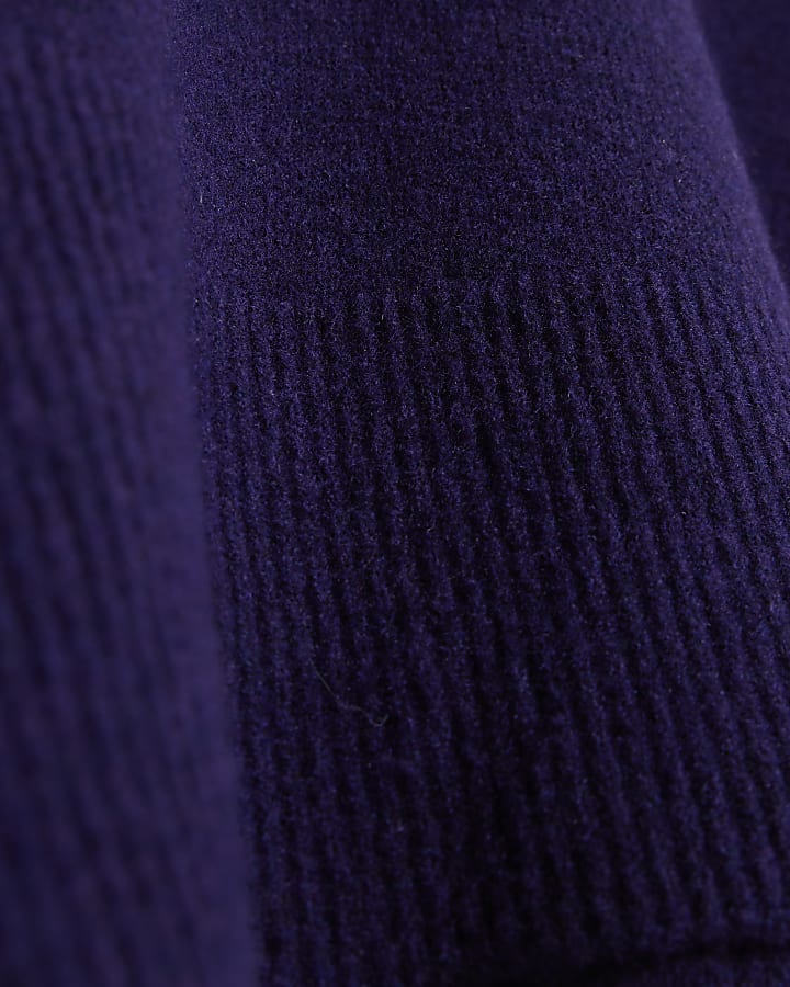 Purple Knitted V-Neck Jumper