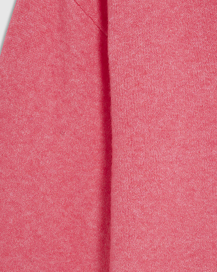 Pink Knitted V-Neck Jumper