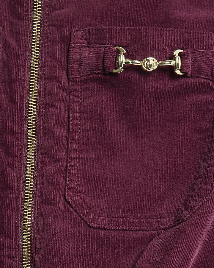 Red Corduroy Long Sleeve Snaffle Jumpsuit