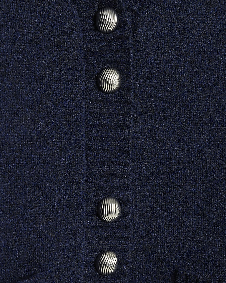 Navy Knitted Long Sleeve Cardigan