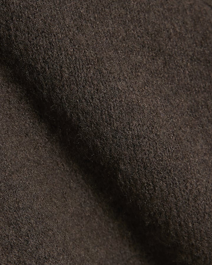 Brown Knitted Long Sleeve Jumper Dress