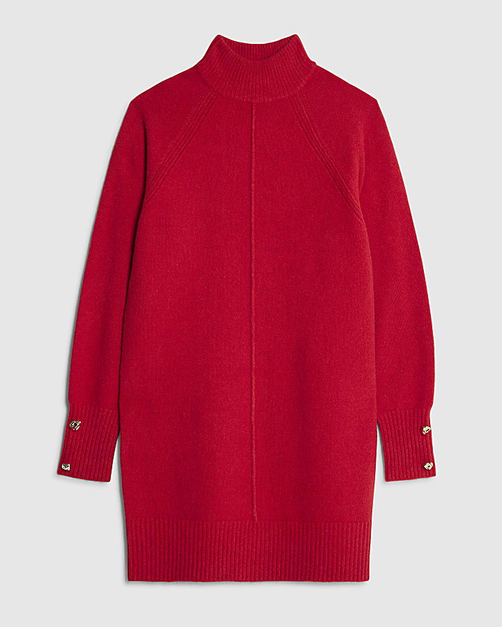 Red Cosy Jumper Dress