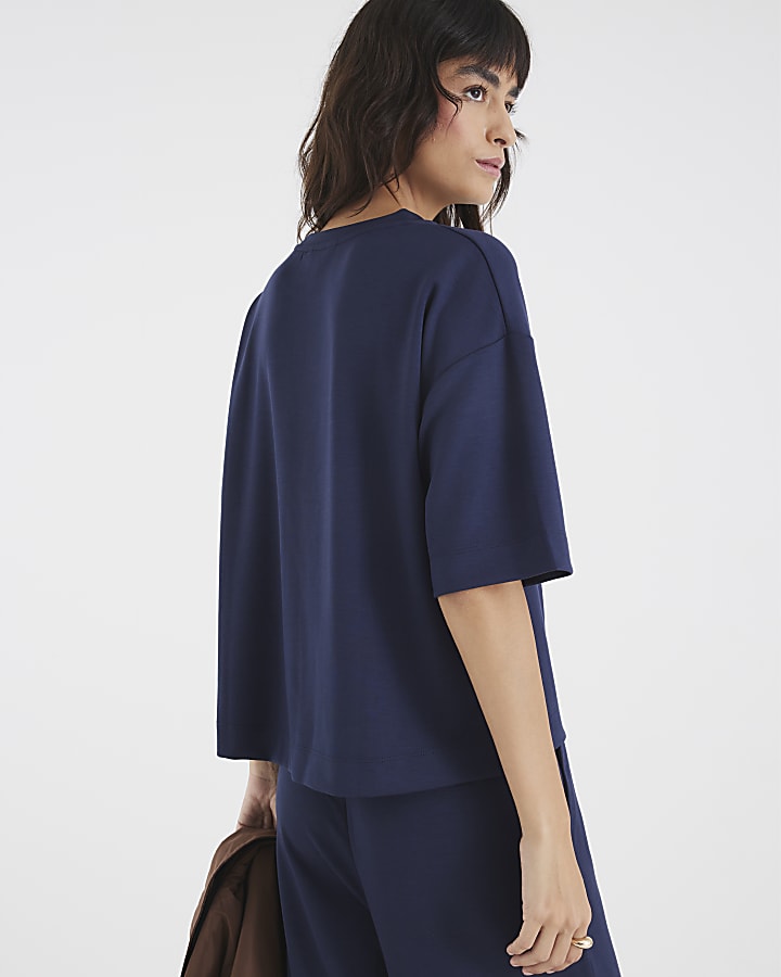 Navy Premium Short Sleeve Boxy T-shirt