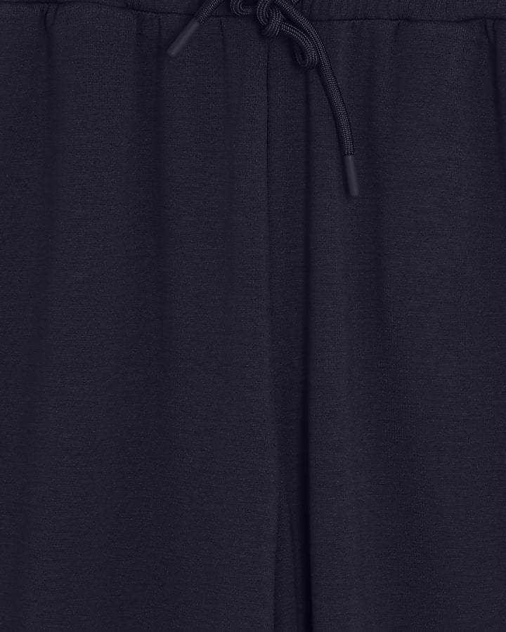 Navy Premium High Waisted Wide Leg Joggers