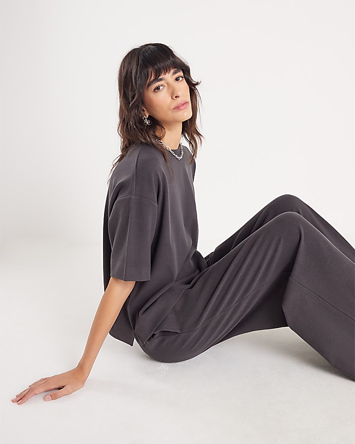 Grey Short Sleeve Boxy T-shirt