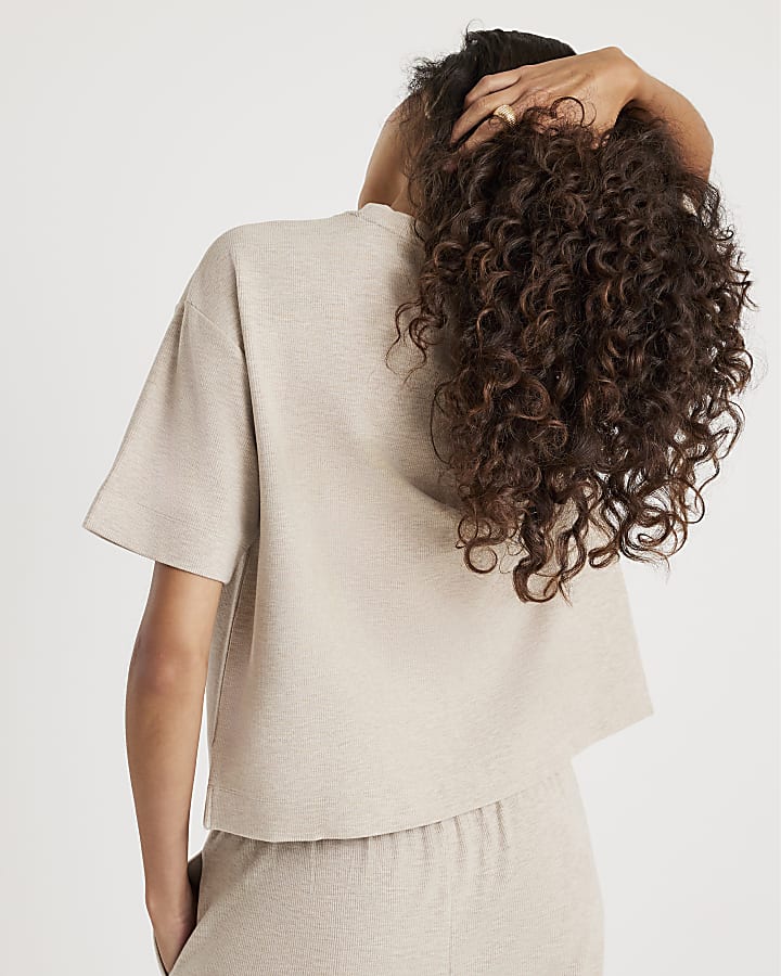 Beige Short Sleeve Cosy Boxy T-Shirt
