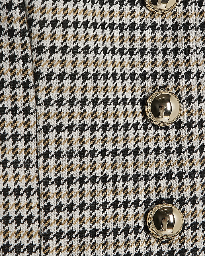 Grey Check Pleated Hem Mini Dress