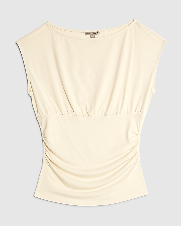 Cream Ruched T-Shirt