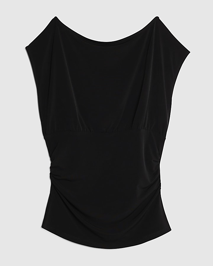 Black Ruched T-Shirt