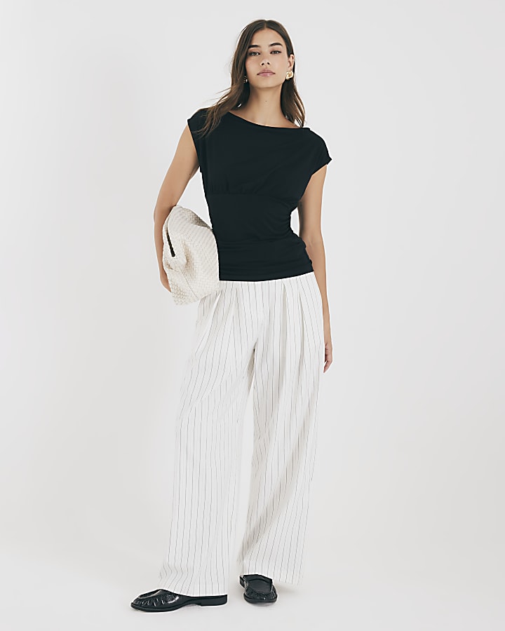 Black Ruched T-Shirt