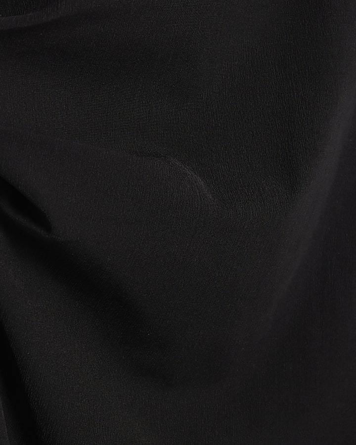 Black Sleeveless Asymmetric Hem Midi Dress