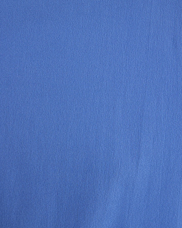 Blue Sleeveless Asymmetric Hem Midi Dress