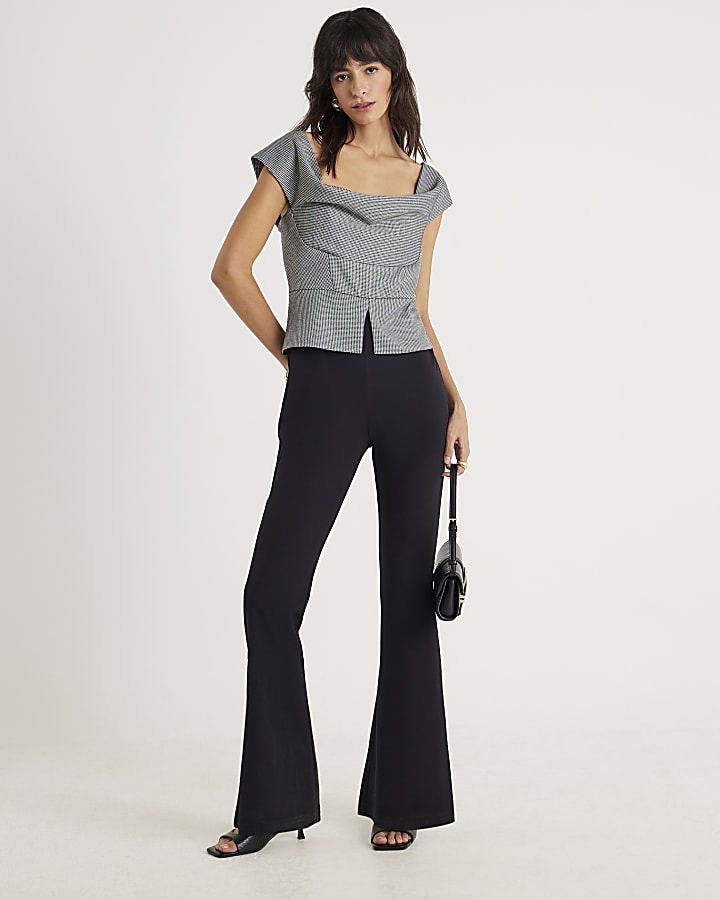 Black Sleeveless Cowl Neck Hybrid Jumpsuit