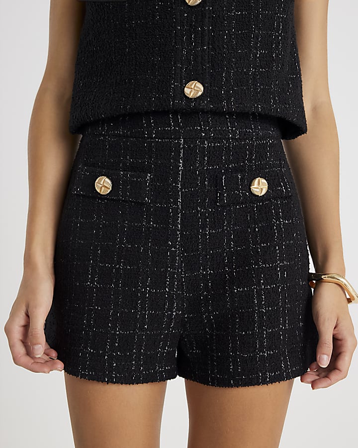 Black Boucle Shorts