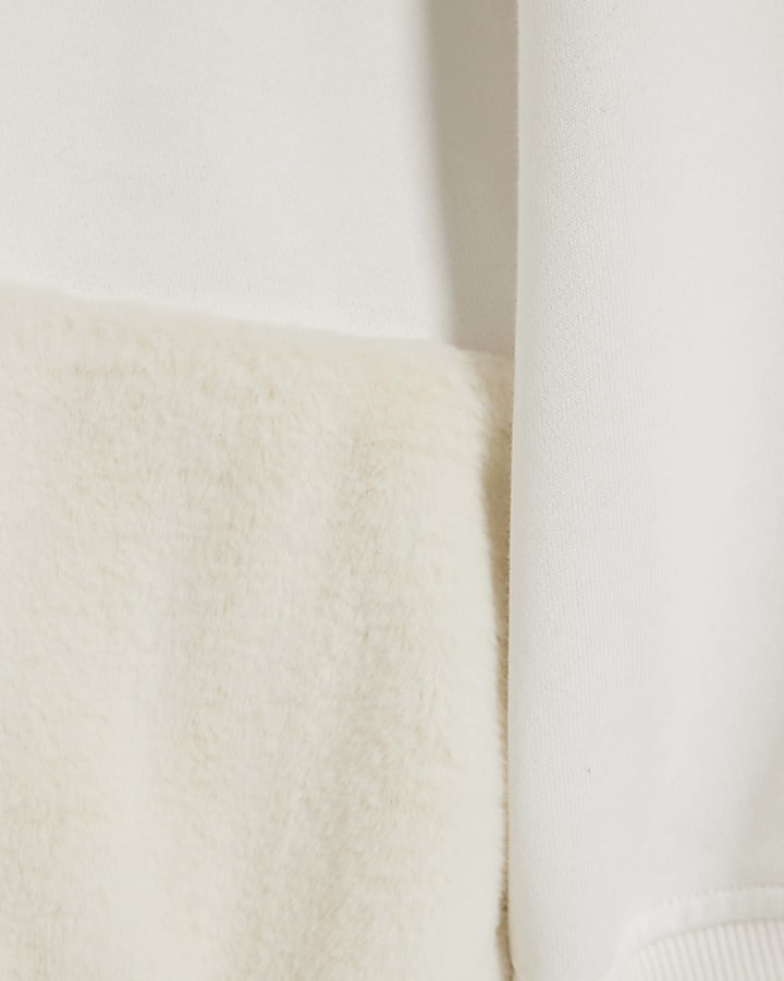 Cream Faux Fur Cuff Sweatshirt