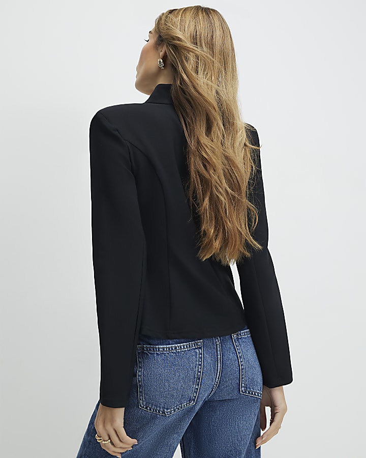 Black Square Neck Jacket