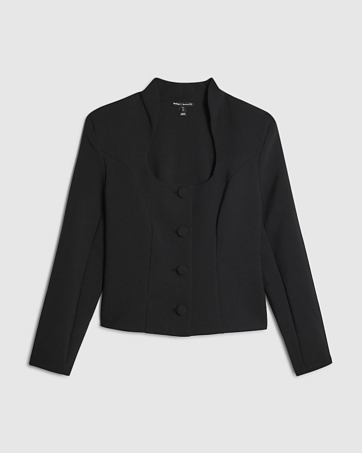 Black Square Neck Jacket