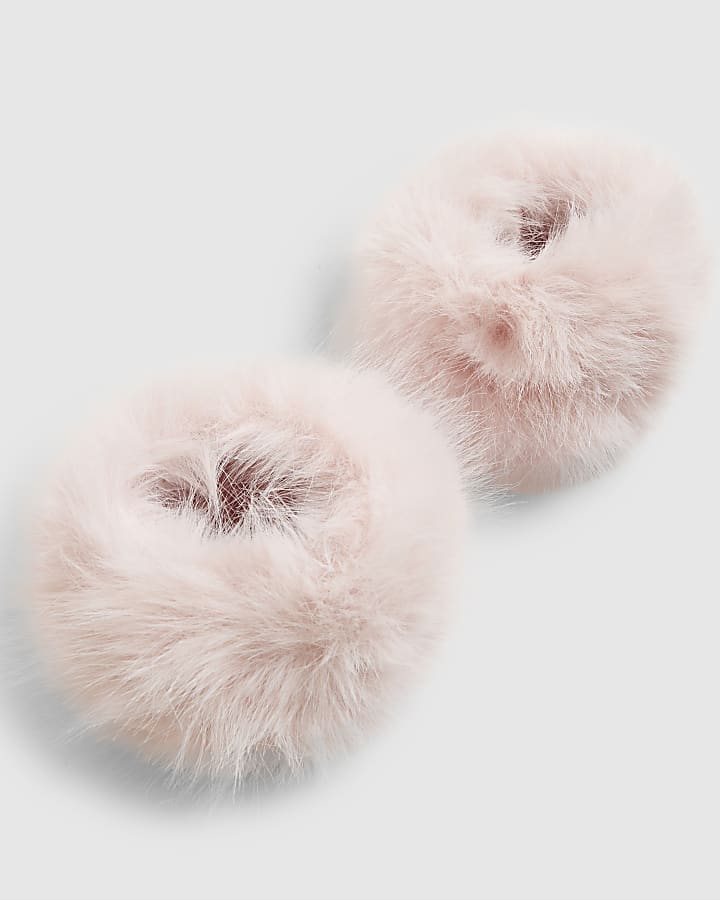 Pink Faux Fur Hat And Cuffs