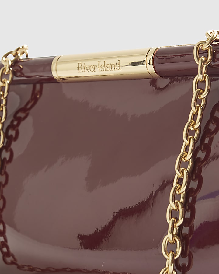 Red Bar Top Patent Clutch Bag