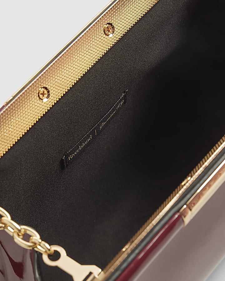 Red Bar Top Patent Clutch Bag