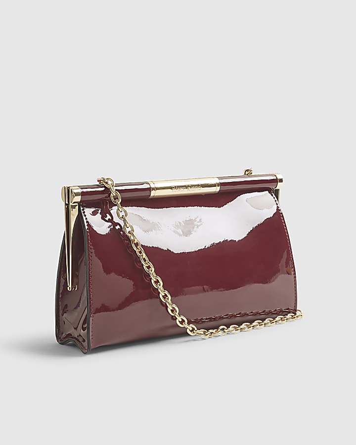 Red Bar Top Patent Clutch Bag
