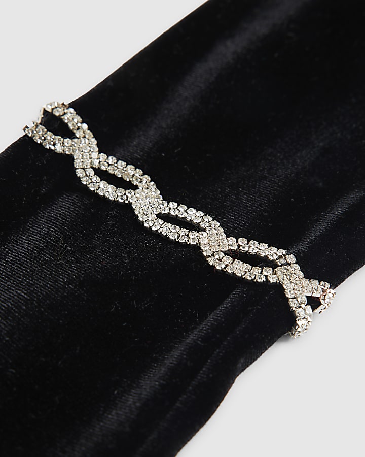 Black Diamante Bracelet Gloves
