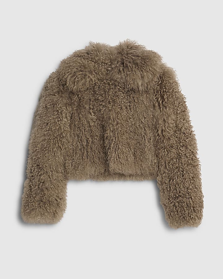 Brown Real Shearling Short Jacket