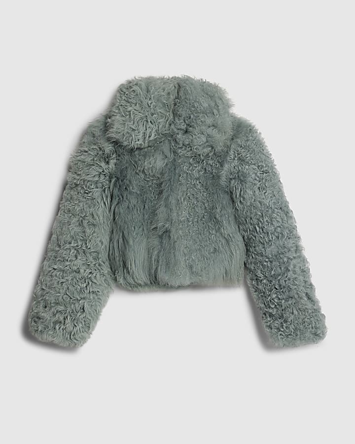 Blue Real Shearling Short Jacket