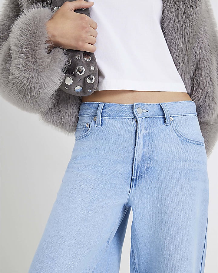Blue Baggy Wide Leg Jeans