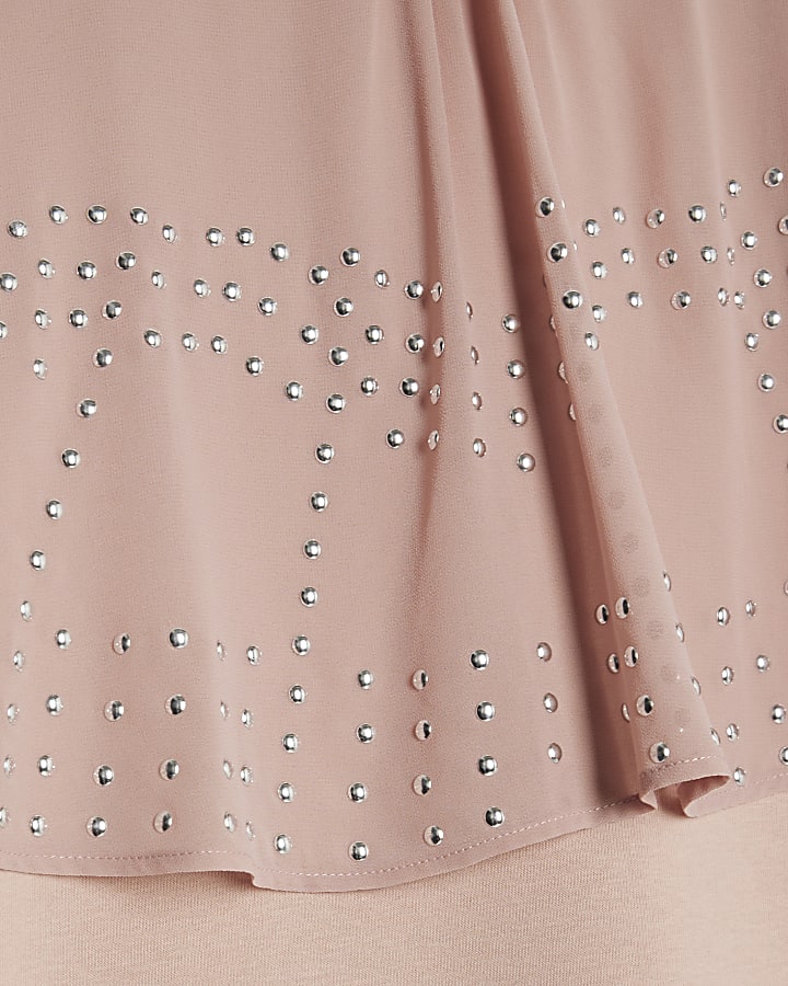 Pink Long Sleeve Studded Cape Sweatshirt