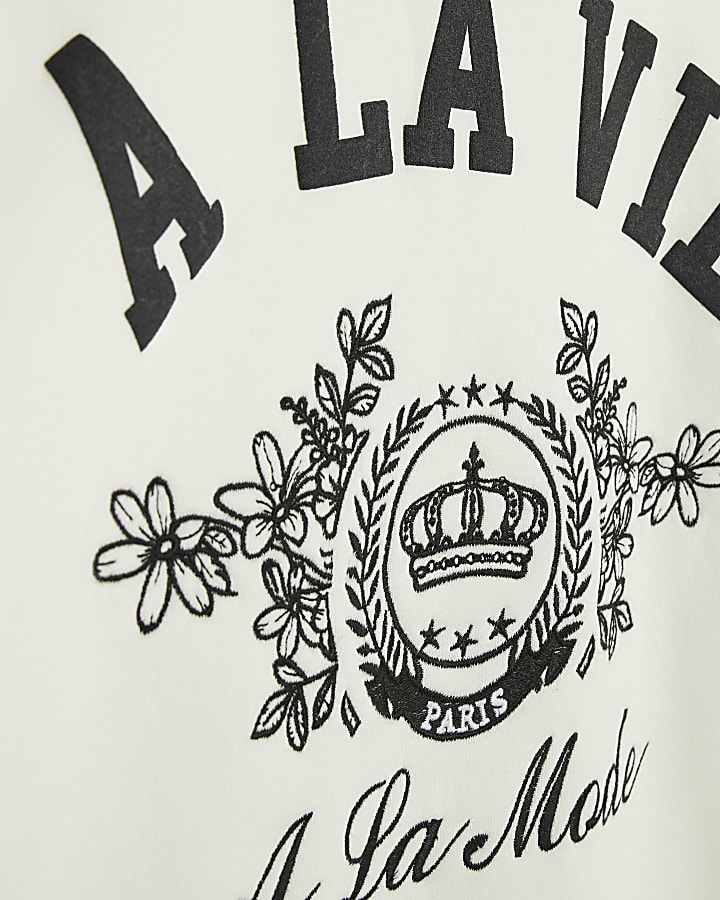 White A La Vie Collared Sweatshirt