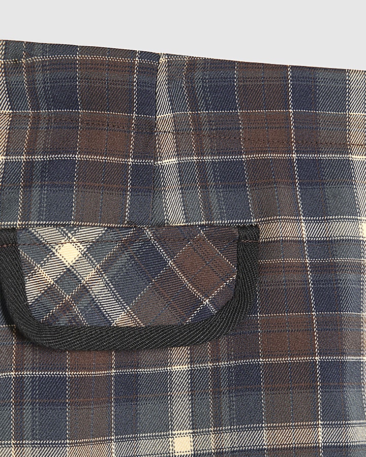 Brown Check A Line Mini Skirt