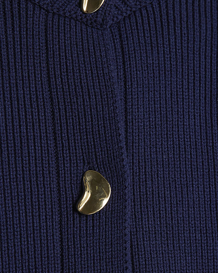 Navy Knitted Long Sleeve Cardigan