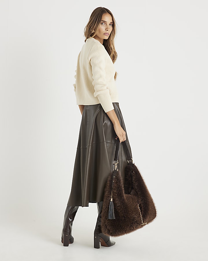 Cream Knitted Long Sleeve Cardigan