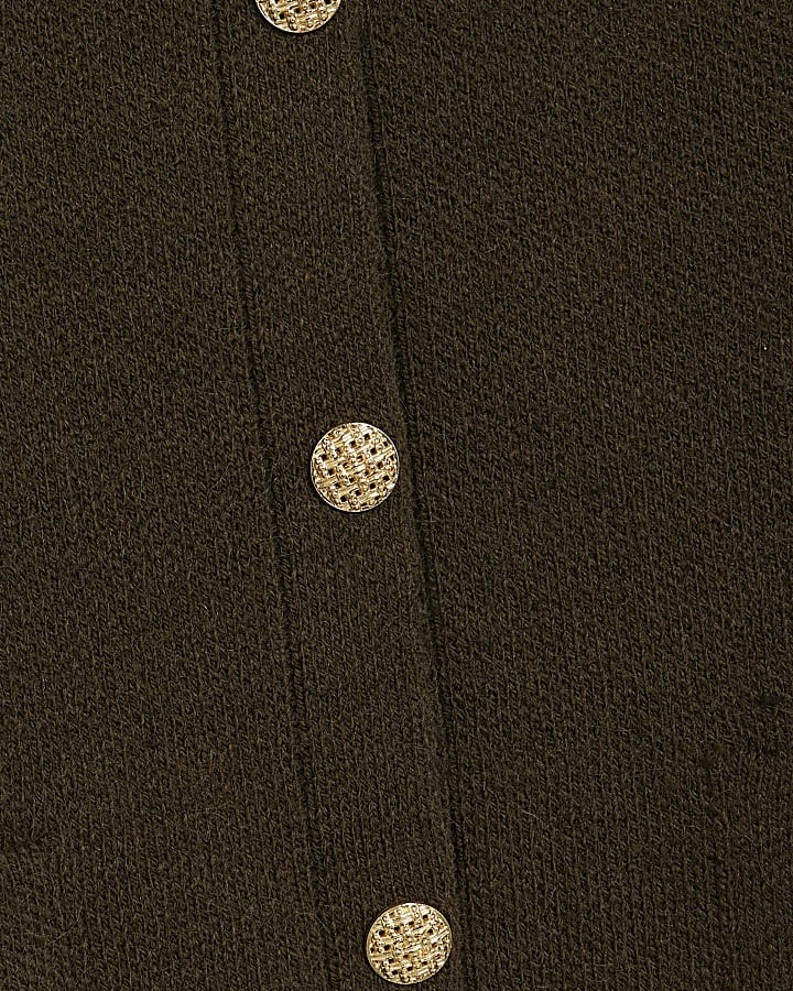 Khaki Knitted Long Sleeve Cardigan