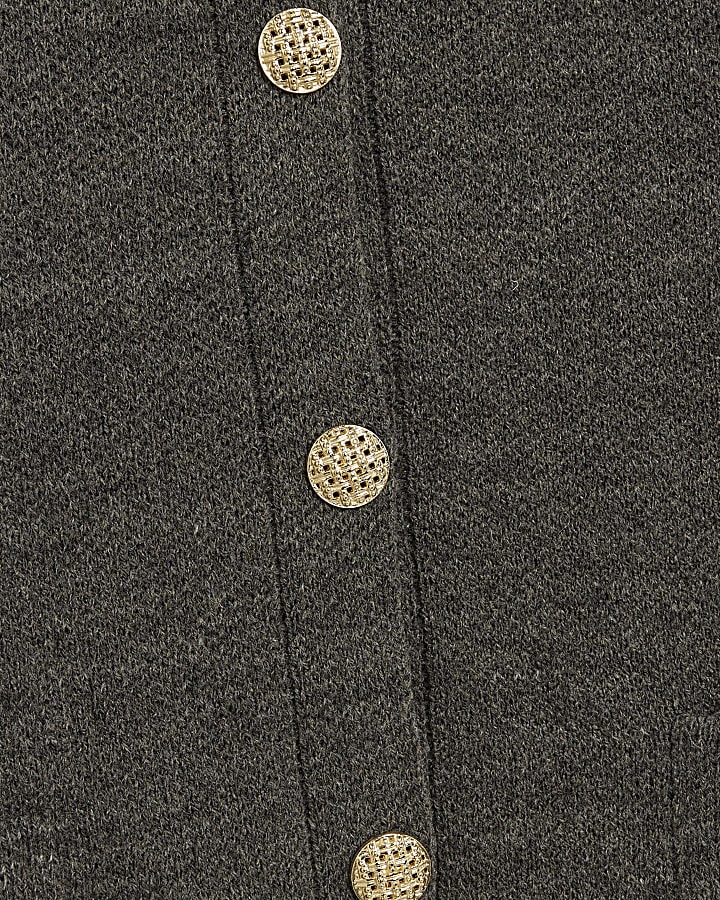 Grey Knitted Long Sleeve Cardigan