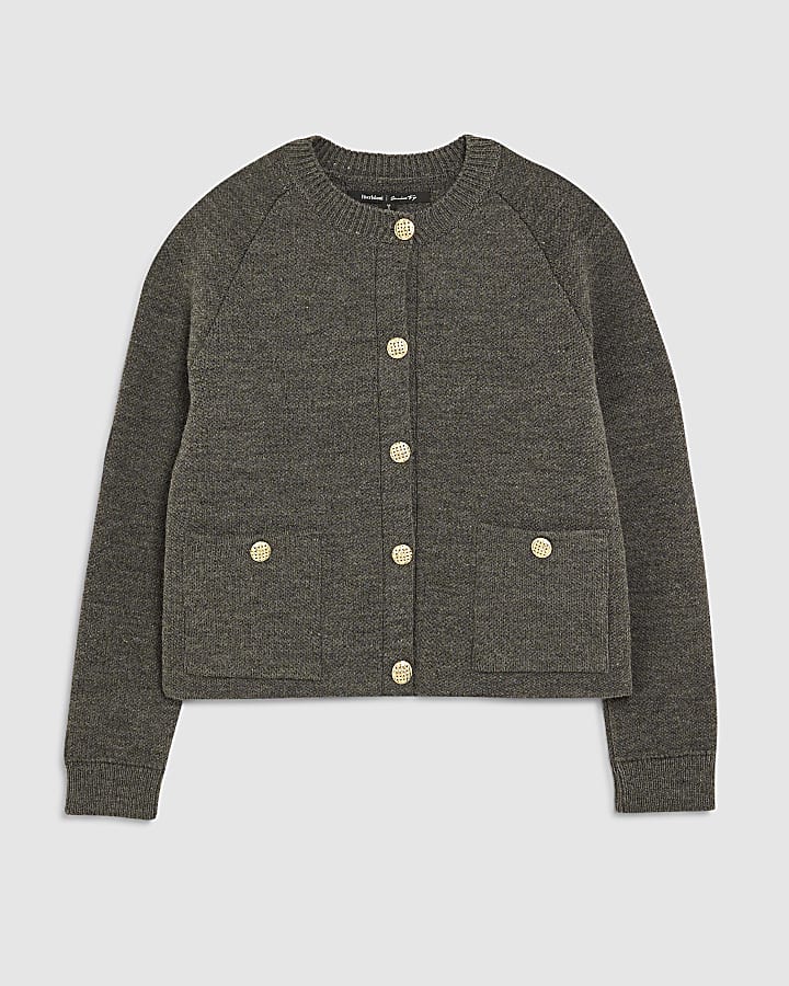 Grey Knitted Long Sleeve Cardigan