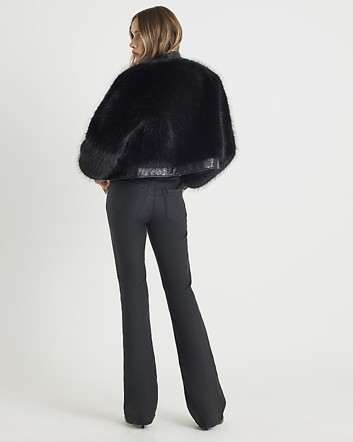 Black Coated Flared Jeans
